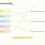 Subscription App Studio, 8-App Portfolio, Decision Loop — Thread diagram connecting five evidence sources to three key portfolio decisions, showing decision traceability