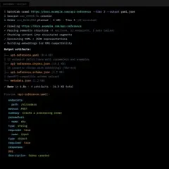 Terminal showing BatchLab converting a data-heavy page into structured YAML and JSON chunks