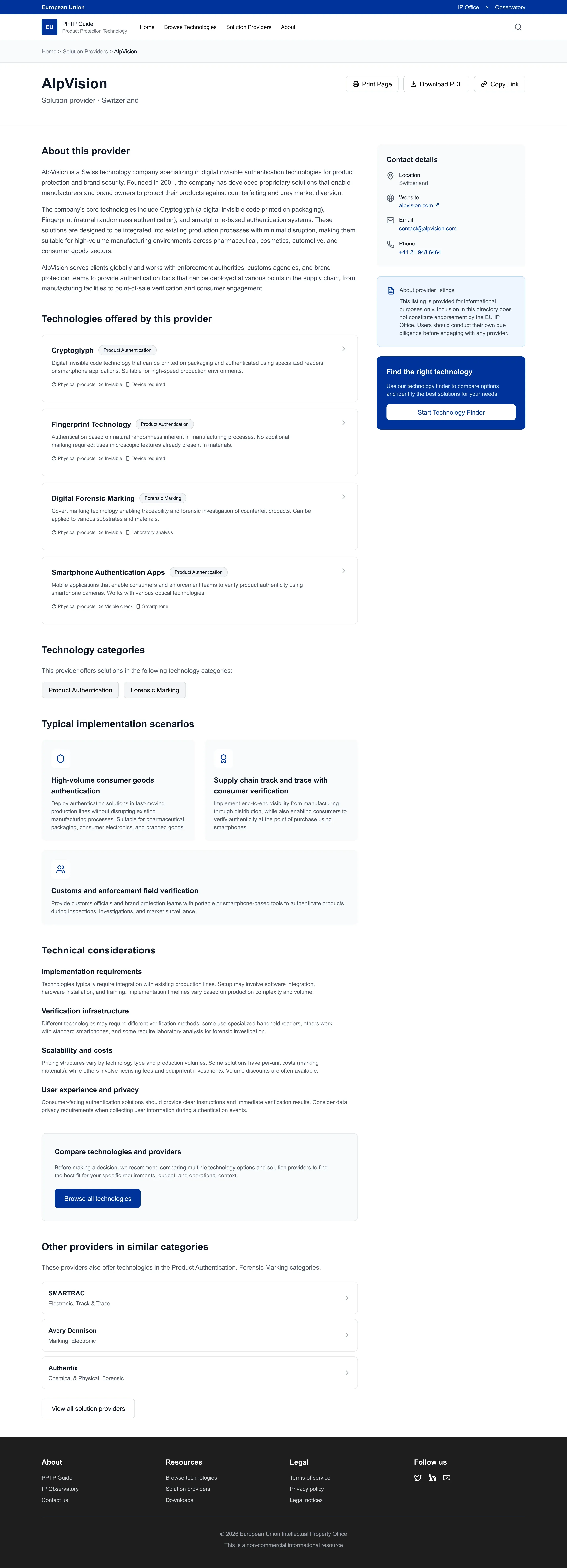 Solution provider detail page